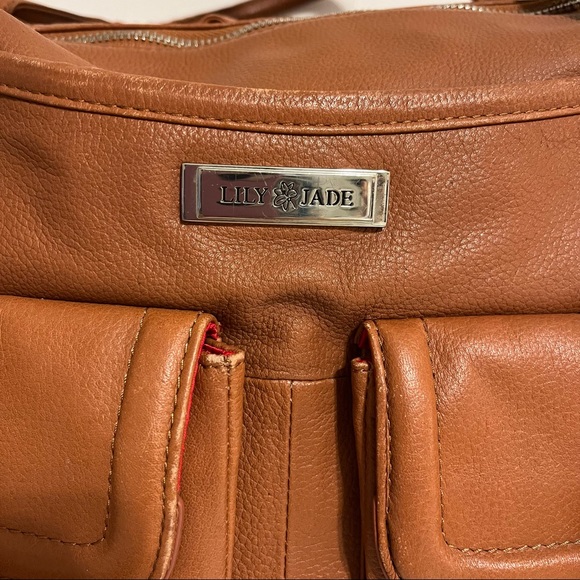 Lily Jade, Elizabeth diaper bag, old English leather, red lining- no tassel! - Picture 5 of 16
